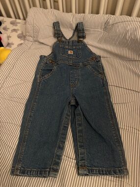 Carhartt Dark Blue Kids Denim Overalls with Logo Patch